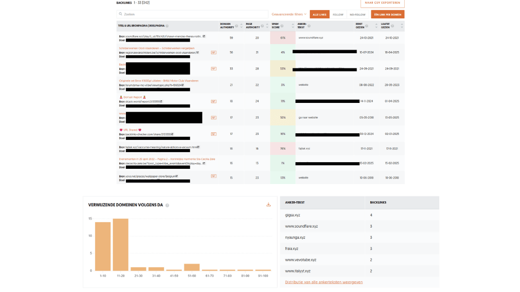 Voorbeeld van technische SEO analyse website