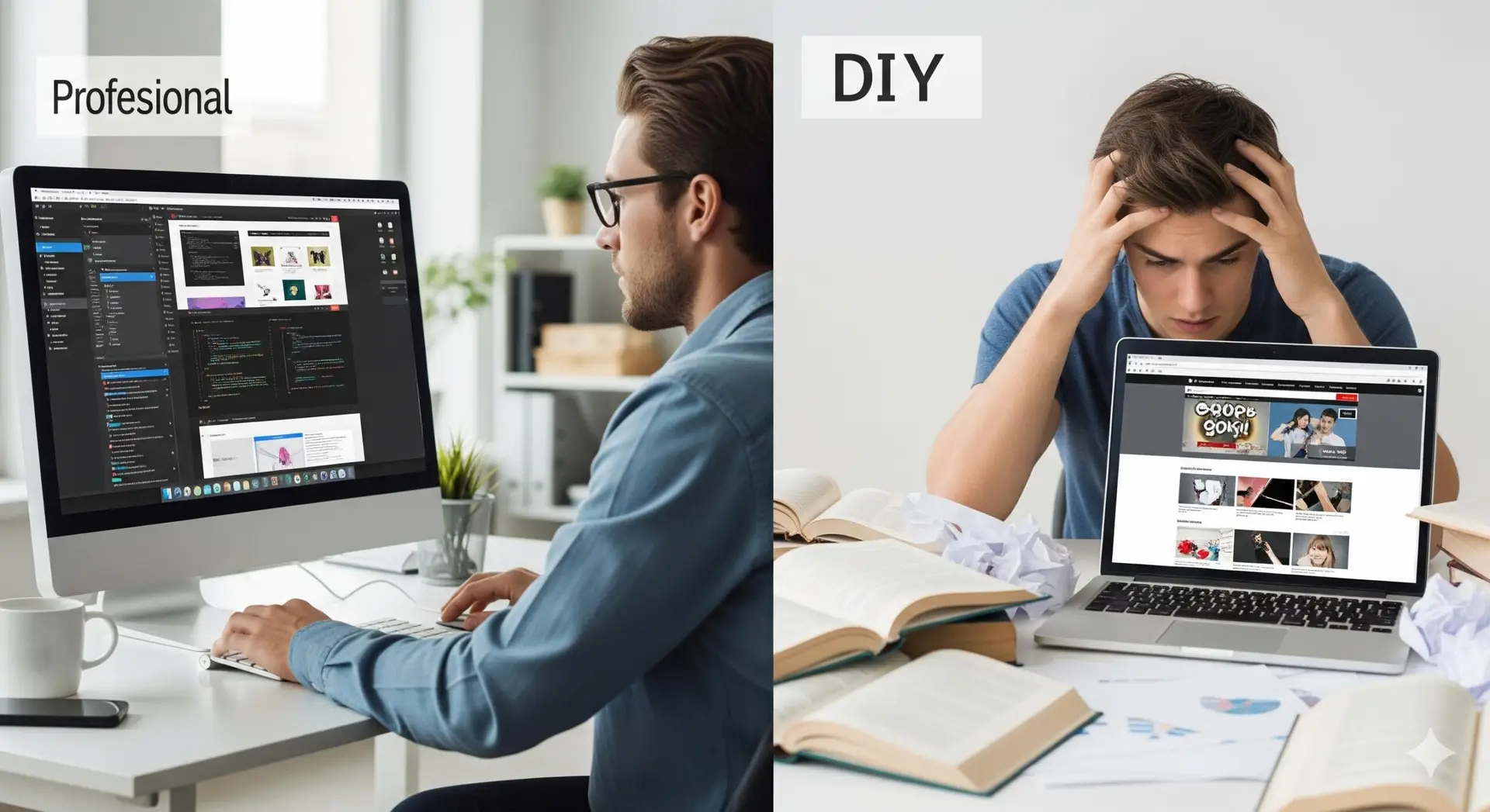 Zelf website bouwen of laten maken: wat is de slimste keuze voor jouw bedrijf? 1 zelf website bouwen of laten maken vergelijking professioneel webdesign vs DIY