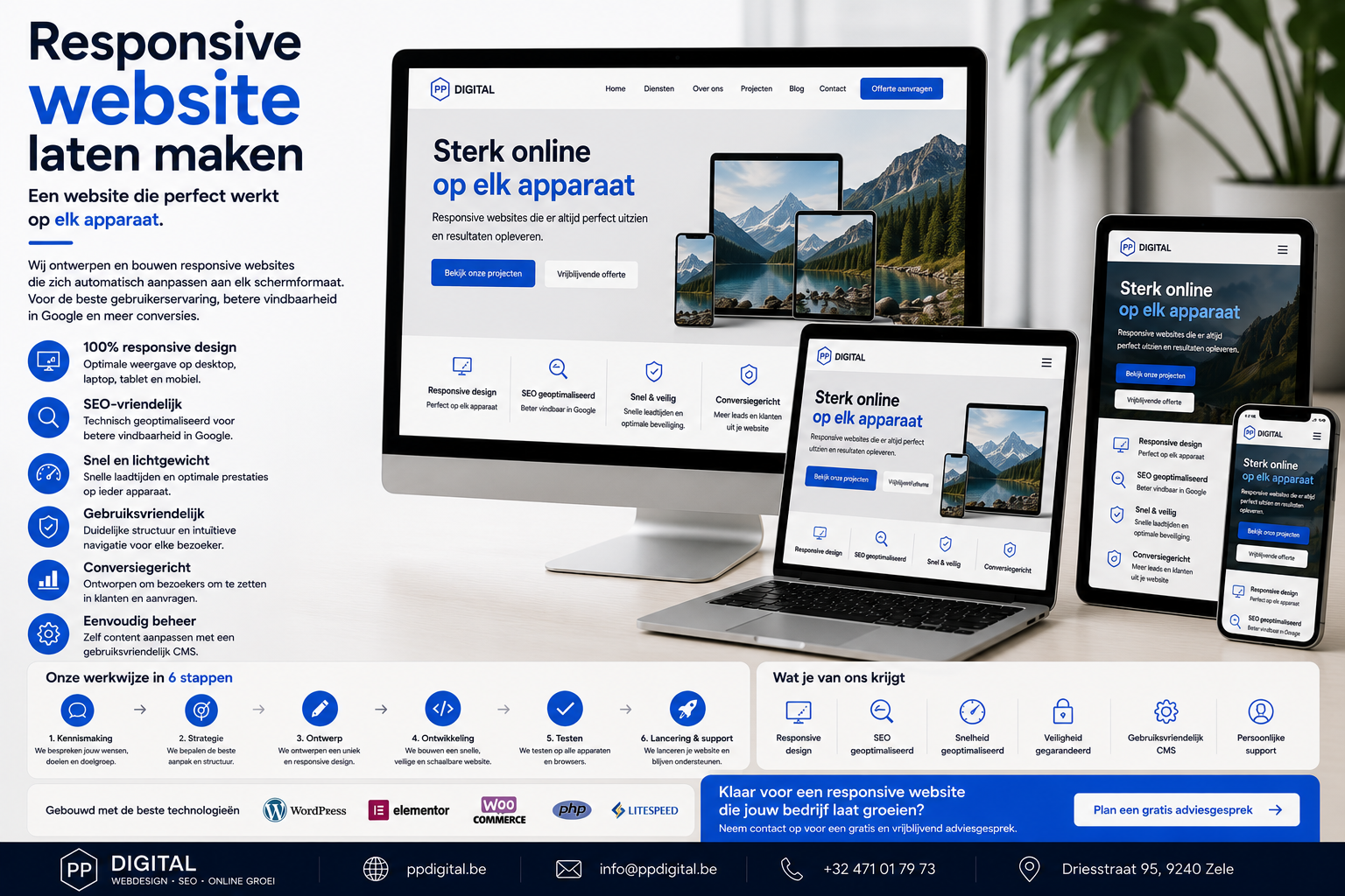 Responsive website laten maken: waarom mobielvriendelijkheid telt 1 Responsive website laten maken die perfect werkt op desktop, tablet en mobiel
