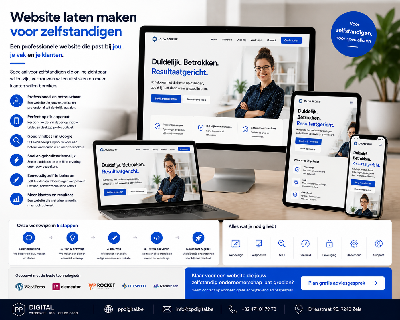 Website laten maken voor zelfstandigen in België 1 Website laten maken voor zelfstandigen die professioneel online zichtbaar willen zijn